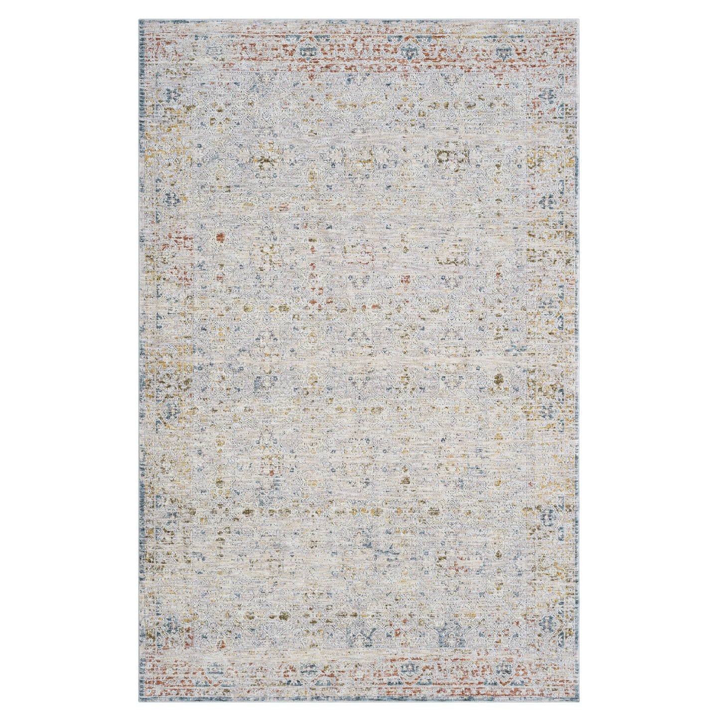 Allure-82474 Traditional Power-Loomed Light Gray/Multi Cotton Indoor Area Rug - LR Home