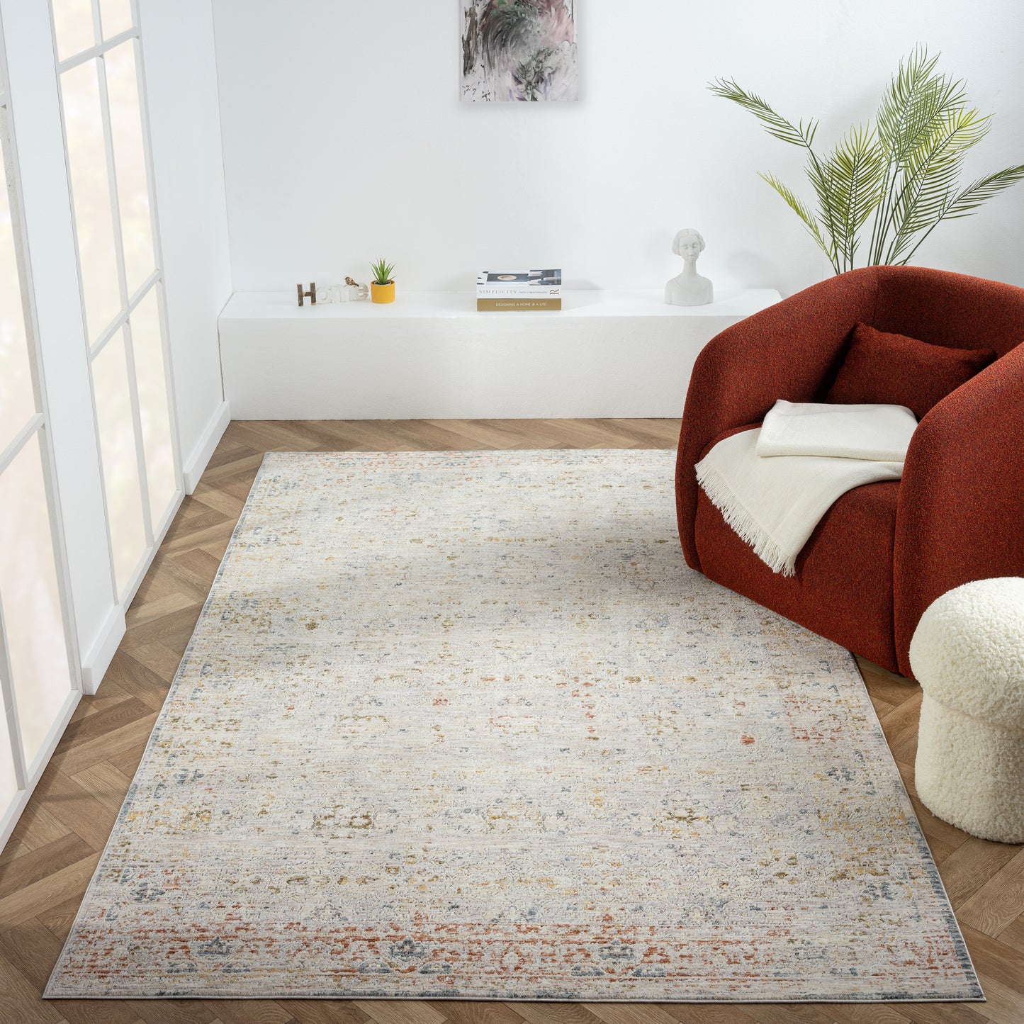 Allure-82474 Traditional Power-Loomed Light Gray/Multi Cotton Indoor Area Rug - LR Home