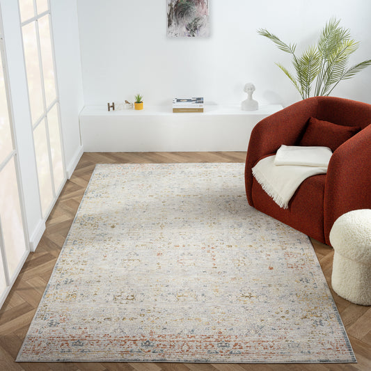 Allure-82474 Traditional Power-Loomed Light Gray/Multi Cotton Indoor Area Rug - LR Home