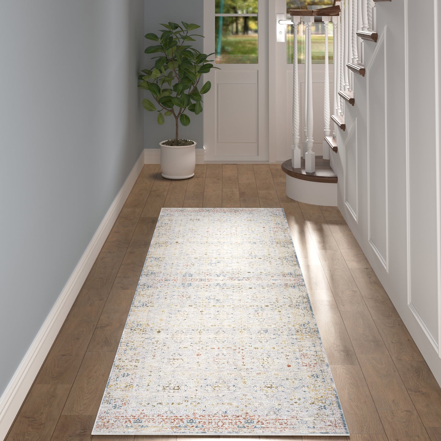Allure-82474 Traditional Power-Loomed Light Gray/Multi Cotton Indoor Area Rug - LR Home