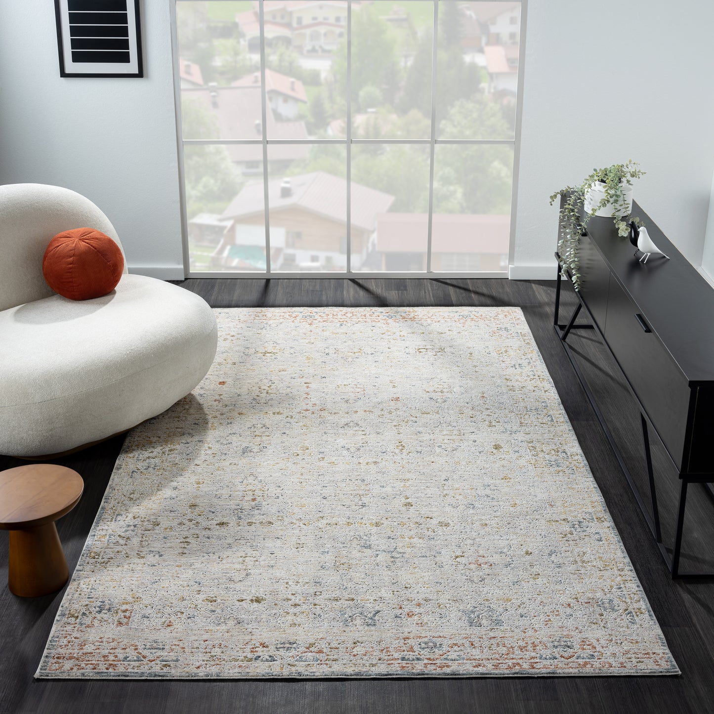 Allure-82474 Traditional Power-Loomed Light Gray/Multi Cotton Indoor Area Rug - LR Home