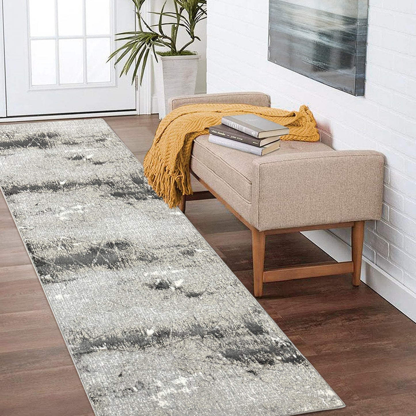 ANTAL-82051 Modern/Contemporary Machine Made Beige/Gray Polyester Indoor Area Rugs - LR Home