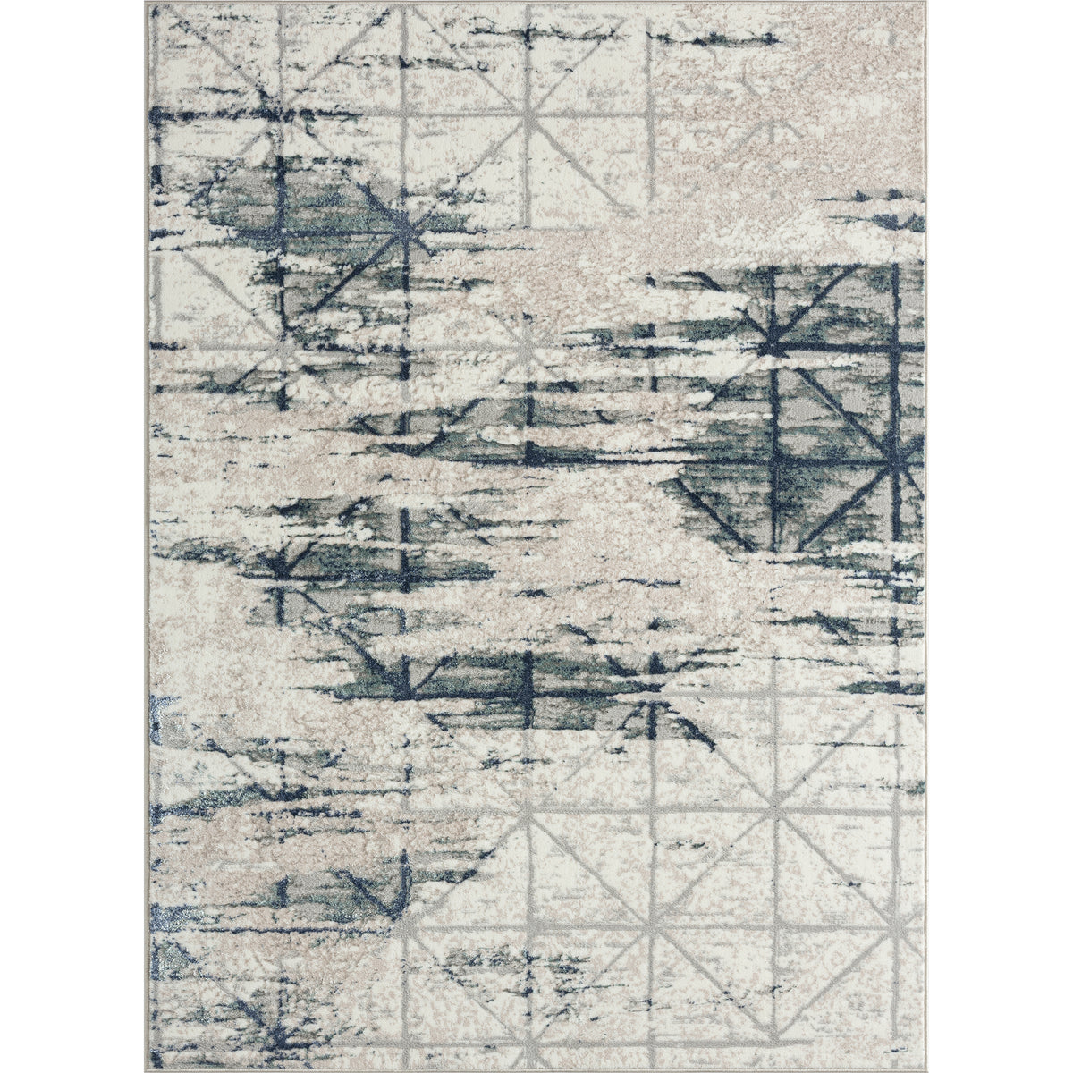 Antalya Transitional Geometric Polyester Performance Indoor Area Rug, Blue/Beige - Silo view