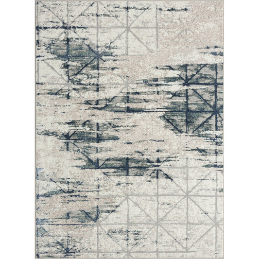 Antalya Transitional Geometric Polyester Performance Indoor Area Rug, Blue/Beige - Silo view