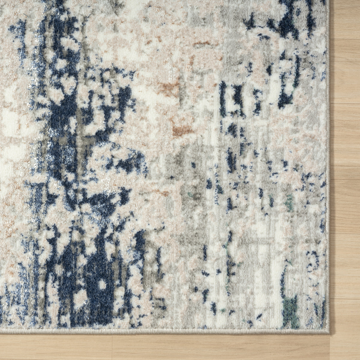 Antalya Abstract Polyester Performance Indoor Area Rug, Blue/Beige - close-up detail