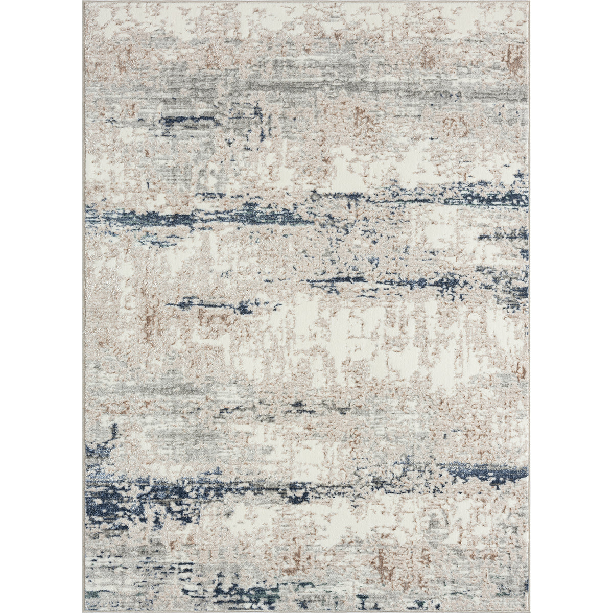 Antalya Abstract Polyester Performance Indoor Area Rug, Blue/Beige - Silo view