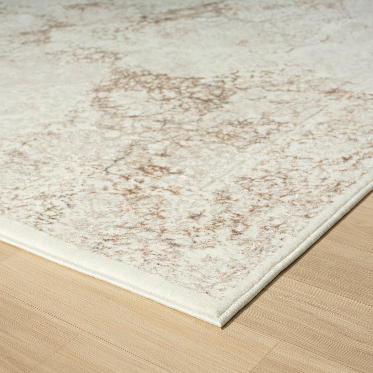 Antalya Transitional Damask Polyester Performance Indoor Area Rug, Beige - corner view