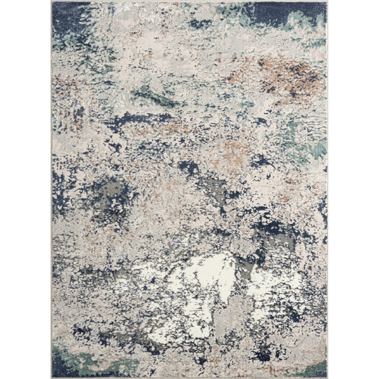 ANTAL-82057 Modern/Contemporary Machine Made Grey/Teal Polyester Indoor Area Rugs - LR Home