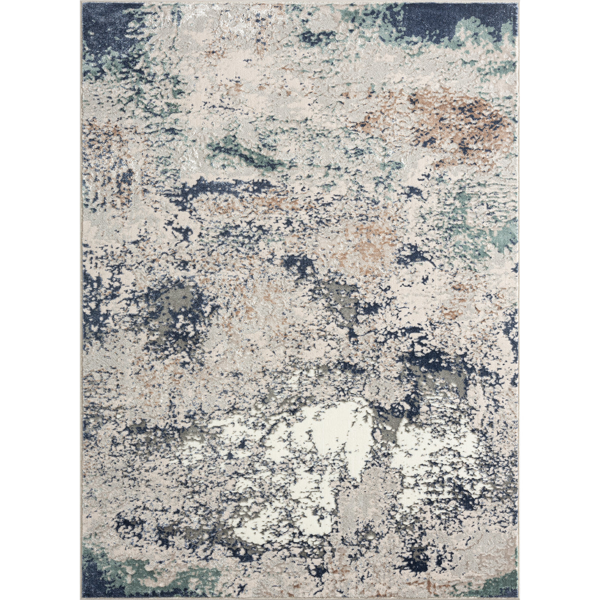 Antalya Abstract Polyester Performance Indoor Area Rug, Grey/Teal - Silo view