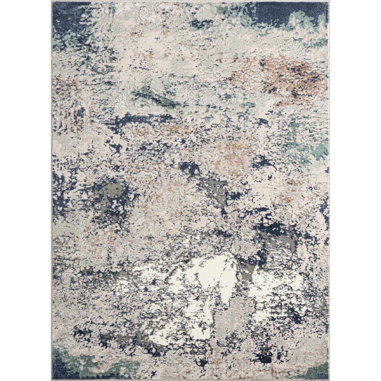 Antalya-82057 Modern Power-Loomed Grey/Teal Cotton Indoor Area Rug - LR Home