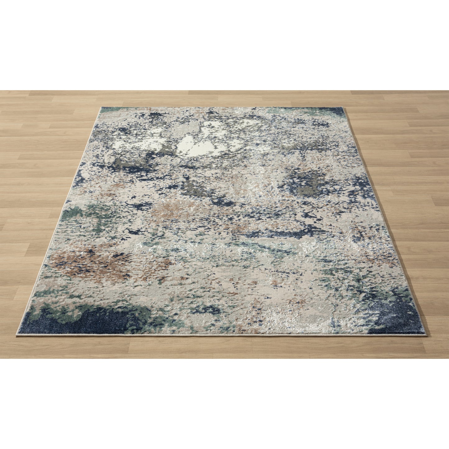 Antalya-82057 Modern Power-Loomed Grey/Teal Cotton Indoor Area Rug - LR Home