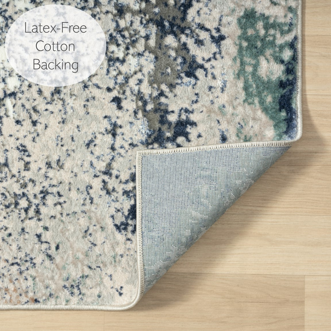 Antalya-82057 Modern Power-Loomed Grey/Teal Cotton Indoor Area Rug - LR Home