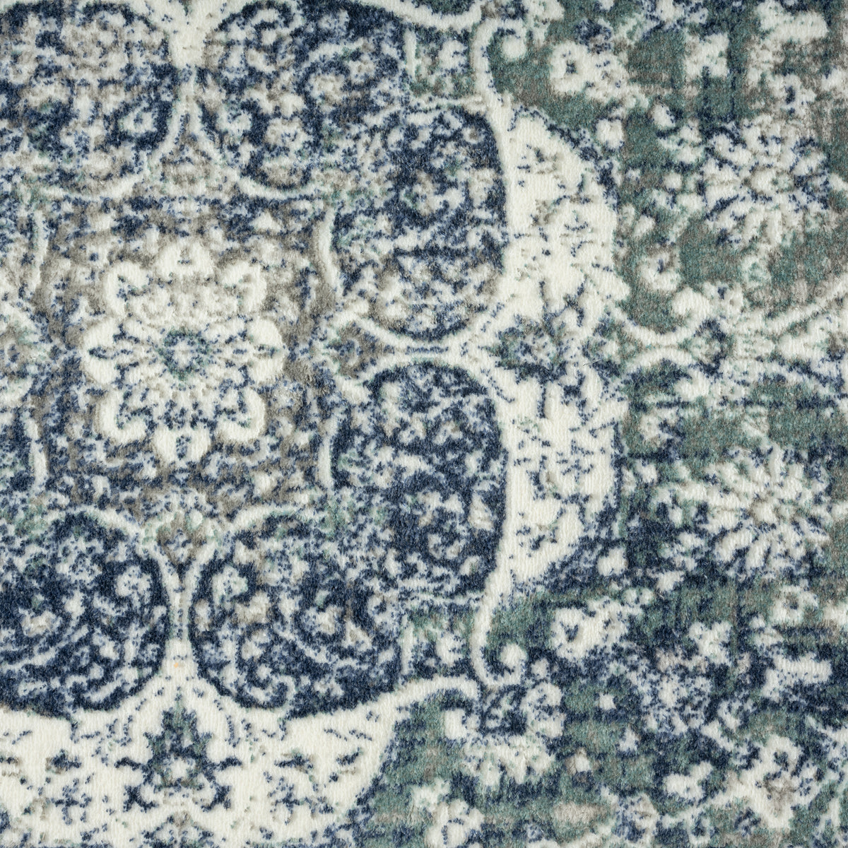 Antalya Contemporary Medallion Polyester Performance Indoor Area Rug, Beige/Navy - color swatch