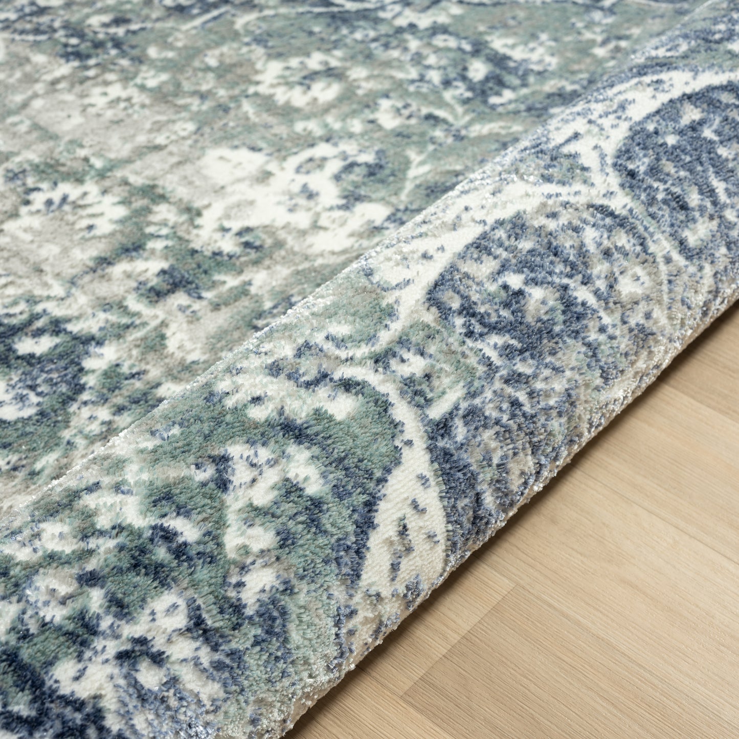 Antalya-82058 Farmhouse Power-Loomed Blue/Beige Cotton Indoor Area Rug - LR Home