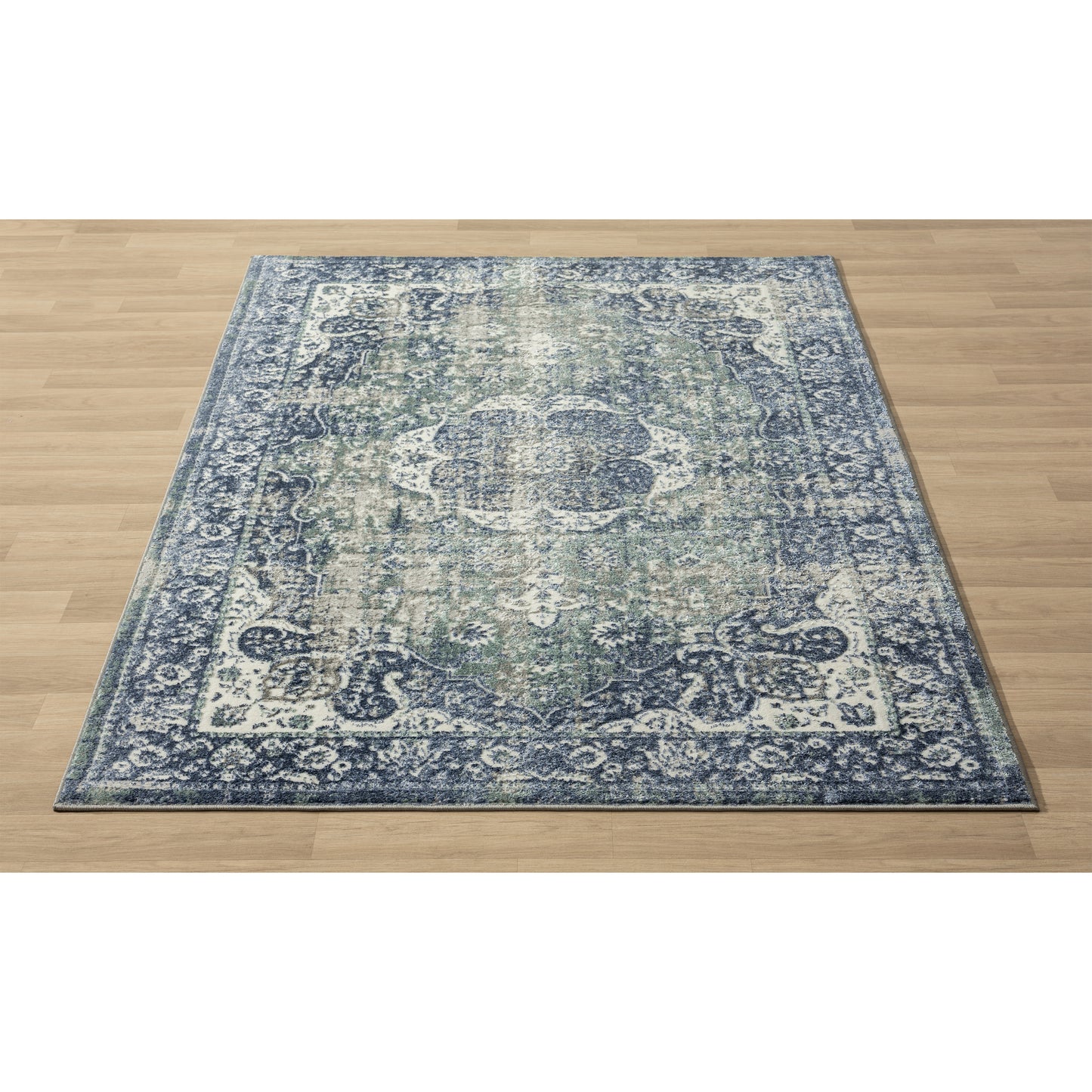 Antalya-82058 Farmhouse Power-Loomed Blue/Beige Cotton Indoor Area Rug - LR Home