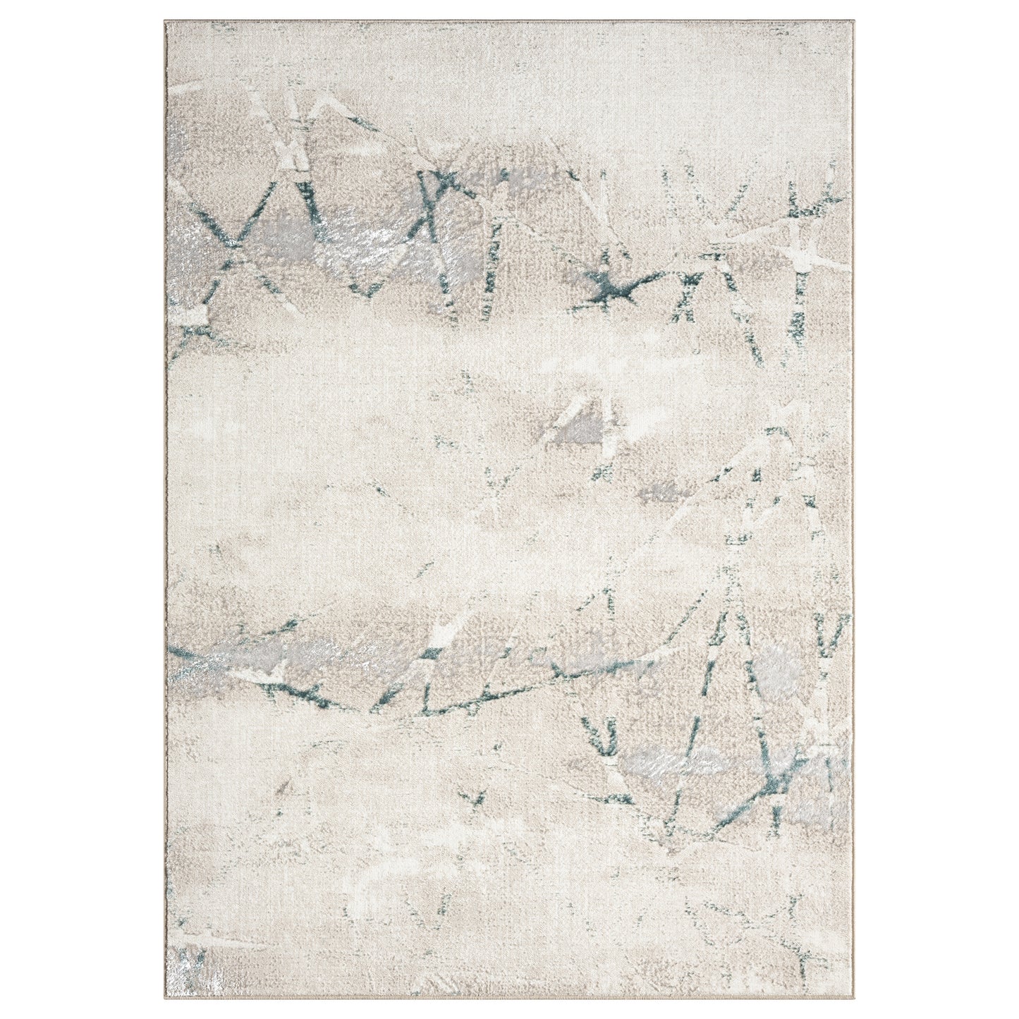 Antalya-82609 Modern Power-Loomed Beige/Blue Cotton Indoor Area Rug - LR Home