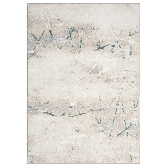 Beige/Blue Modern Abstract Performance Indoor Area Rug - Silo view