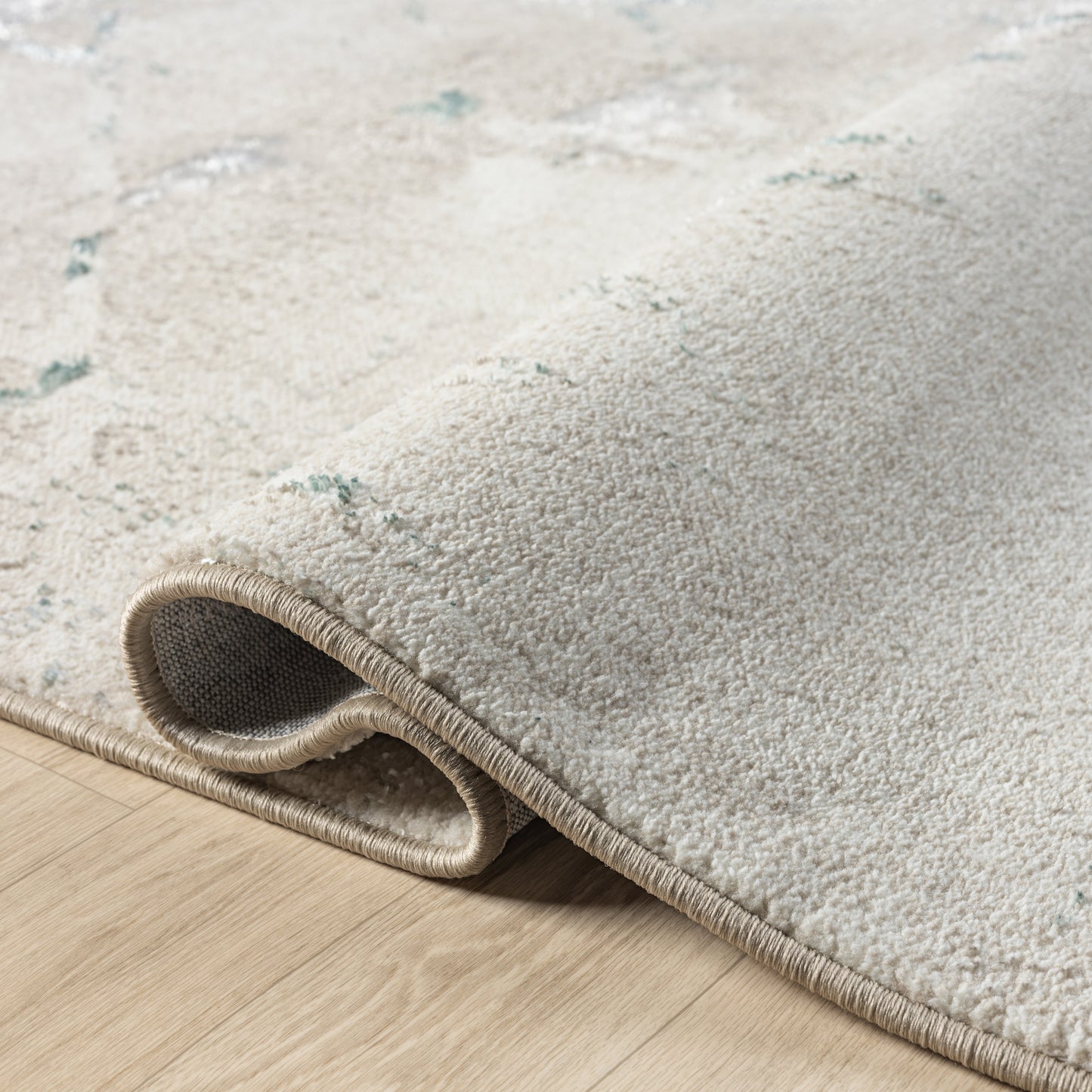Antalya-82609 Modern Power-Loomed Beige/Blue Cotton Indoor Area Rug - LR Home