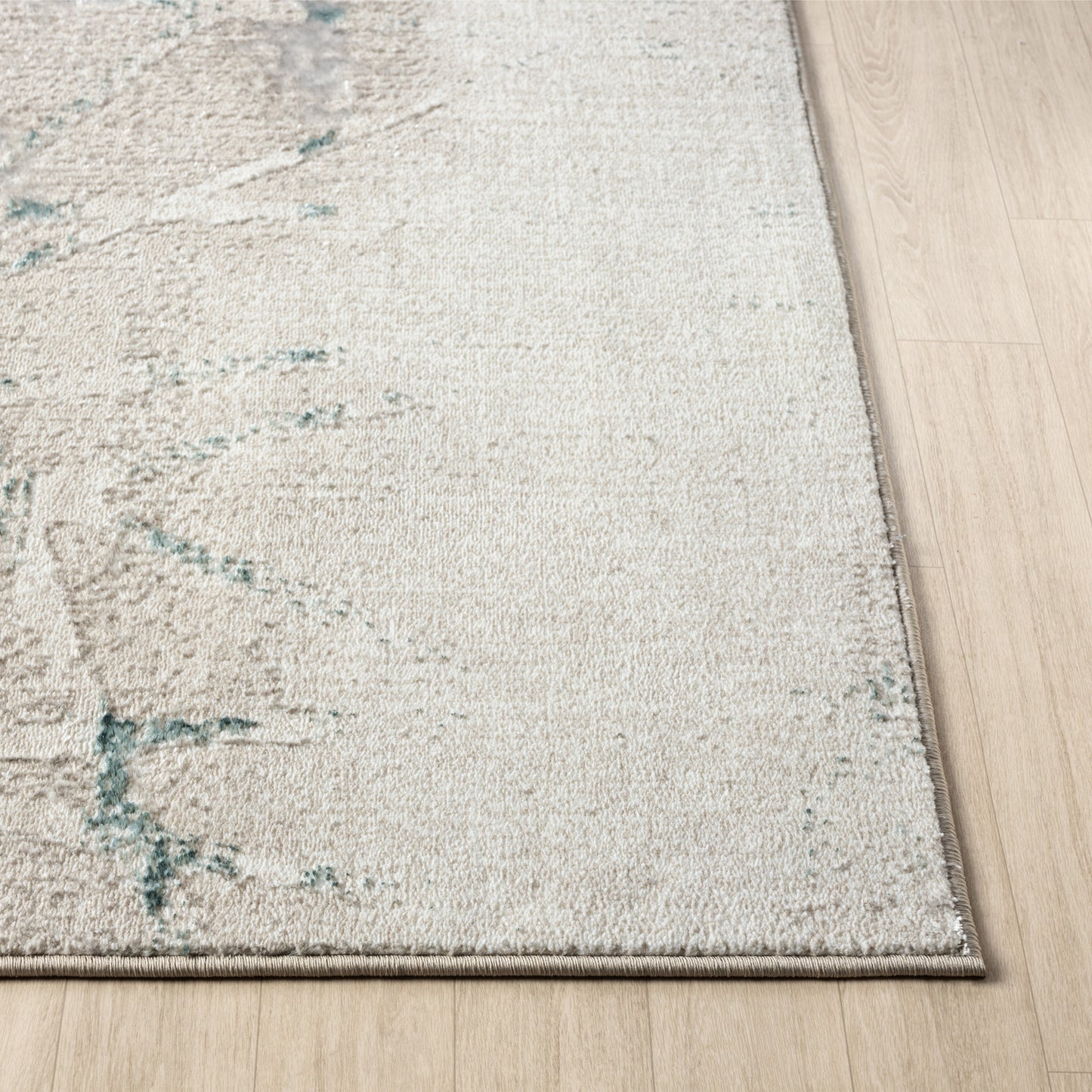Antalya-82609 Modern Power-Loomed Beige/Blue Cotton Indoor Area Rug - LR Home