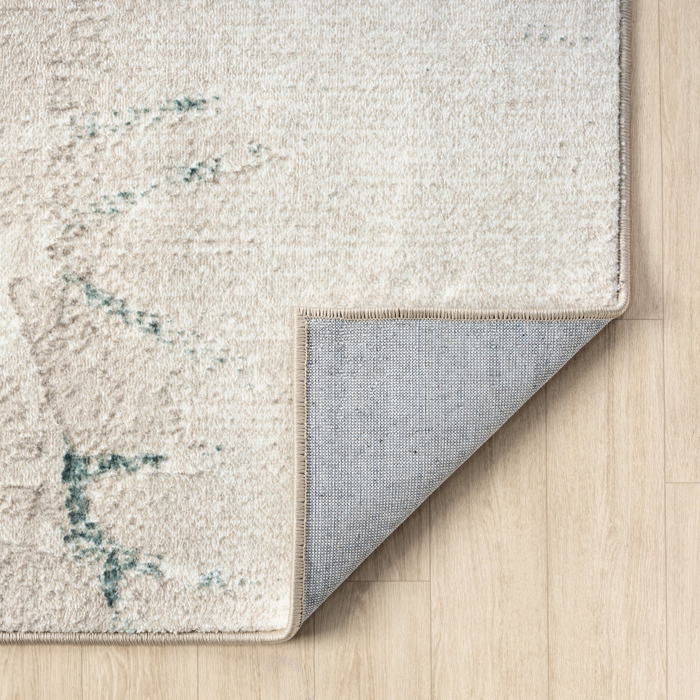 Antalya-82609 Modern Power-Loomed Beige/Blue Cotton Indoor Area Rug - LR Home