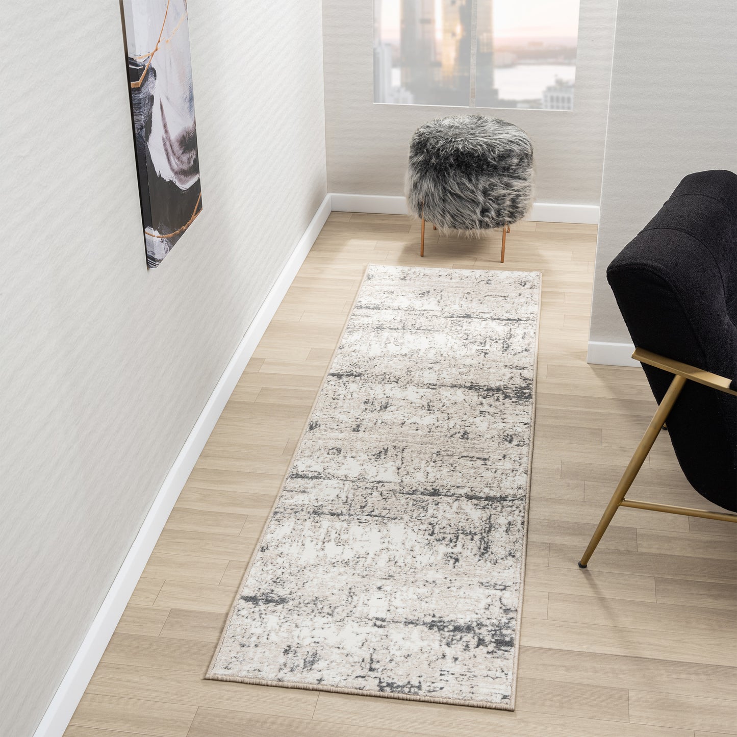 Antalya-82610 Modern Power-Loomed Ivory/Gray Cotton Indoor Area Rug - LR Home