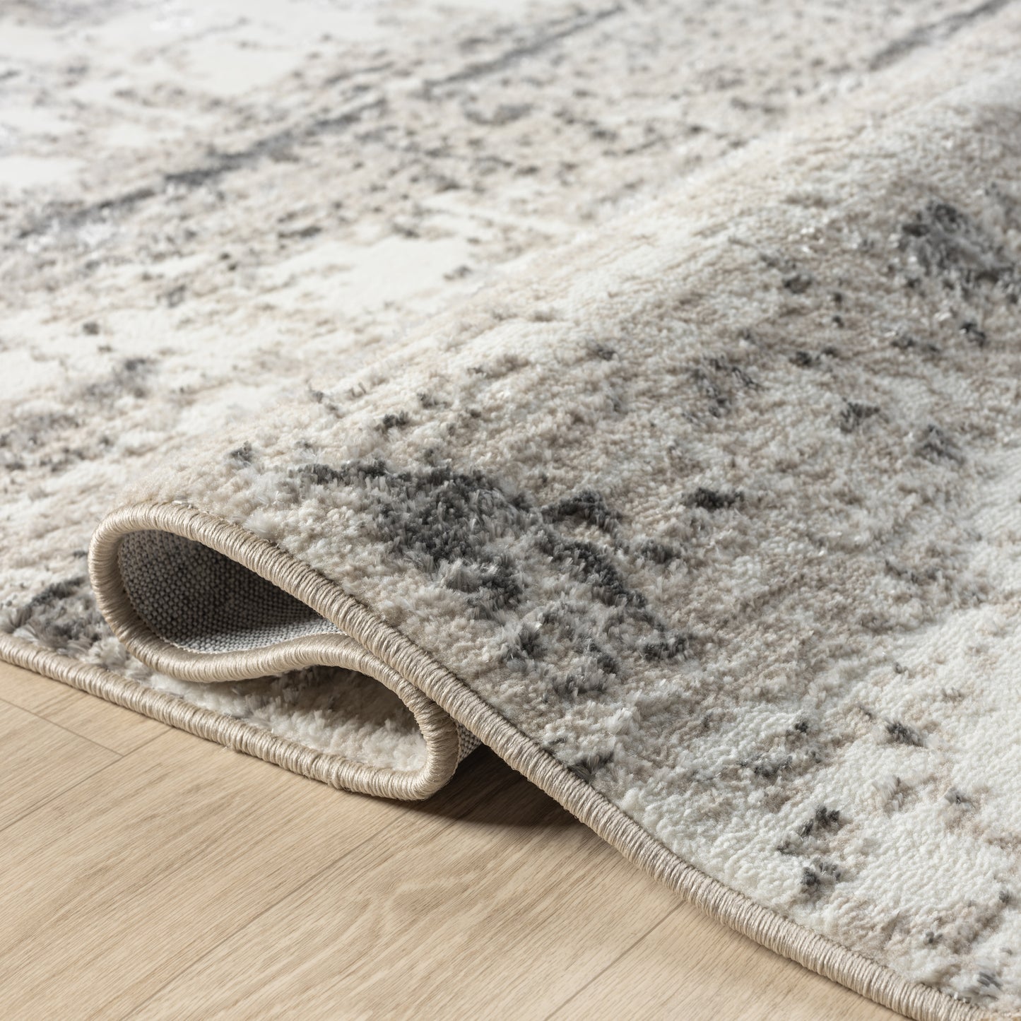 Antalya-82610 Modern Power-Loomed Ivory/Gray Cotton Indoor Area Rug - LR Home