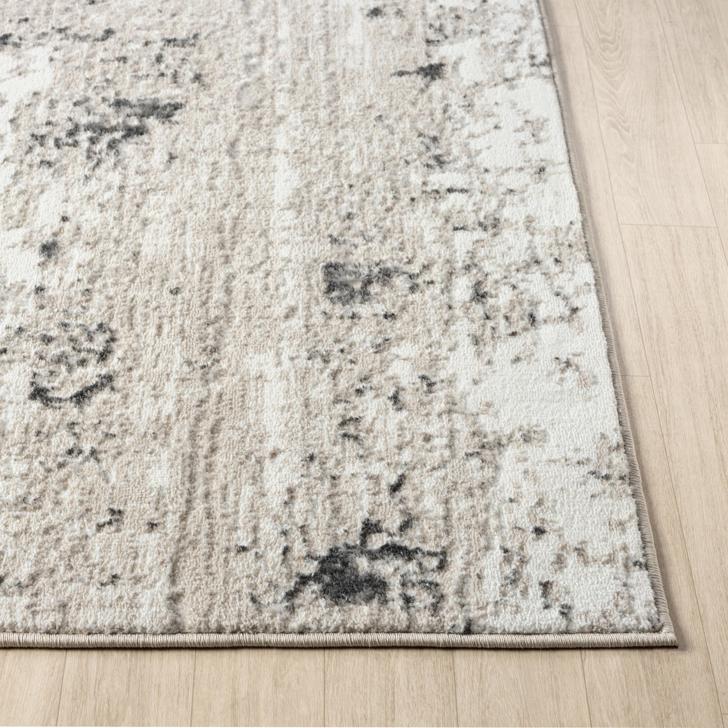 Antalya-82610 Modern Power-Loomed Ivory/Gray Cotton Indoor Area Rug - LR Home