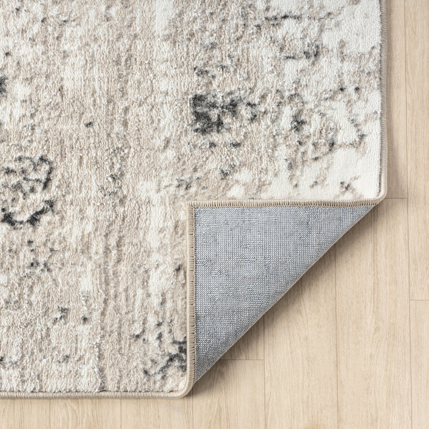 Antalya-82610 Modern Power-Loomed Ivory/Gray Cotton Indoor Area Rug - LR Home