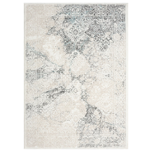 Beige/Blue Modern Abstract Performance Indoor Area Rug - Silo view