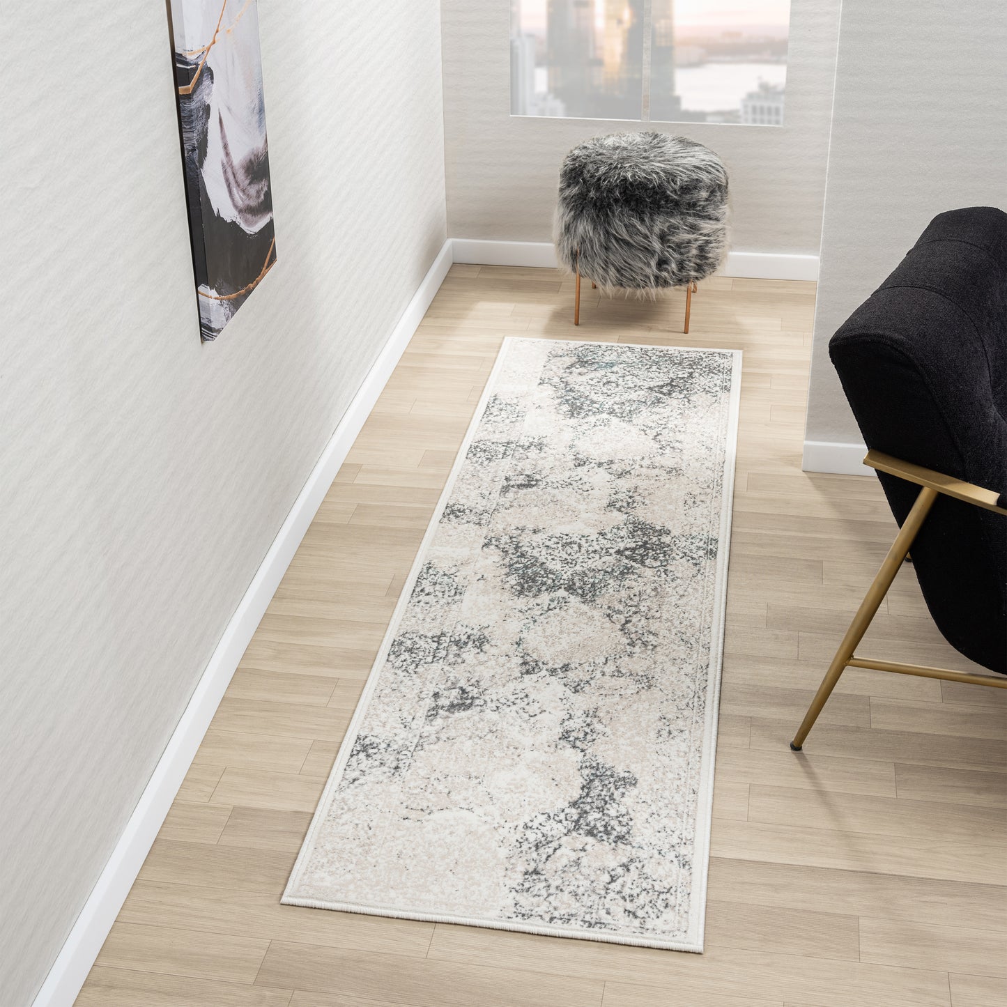 ANTAL-82056 Classic/Traditional Machine Made  Beige/Blue  Polyester Indoor Area Rugs - LR Home