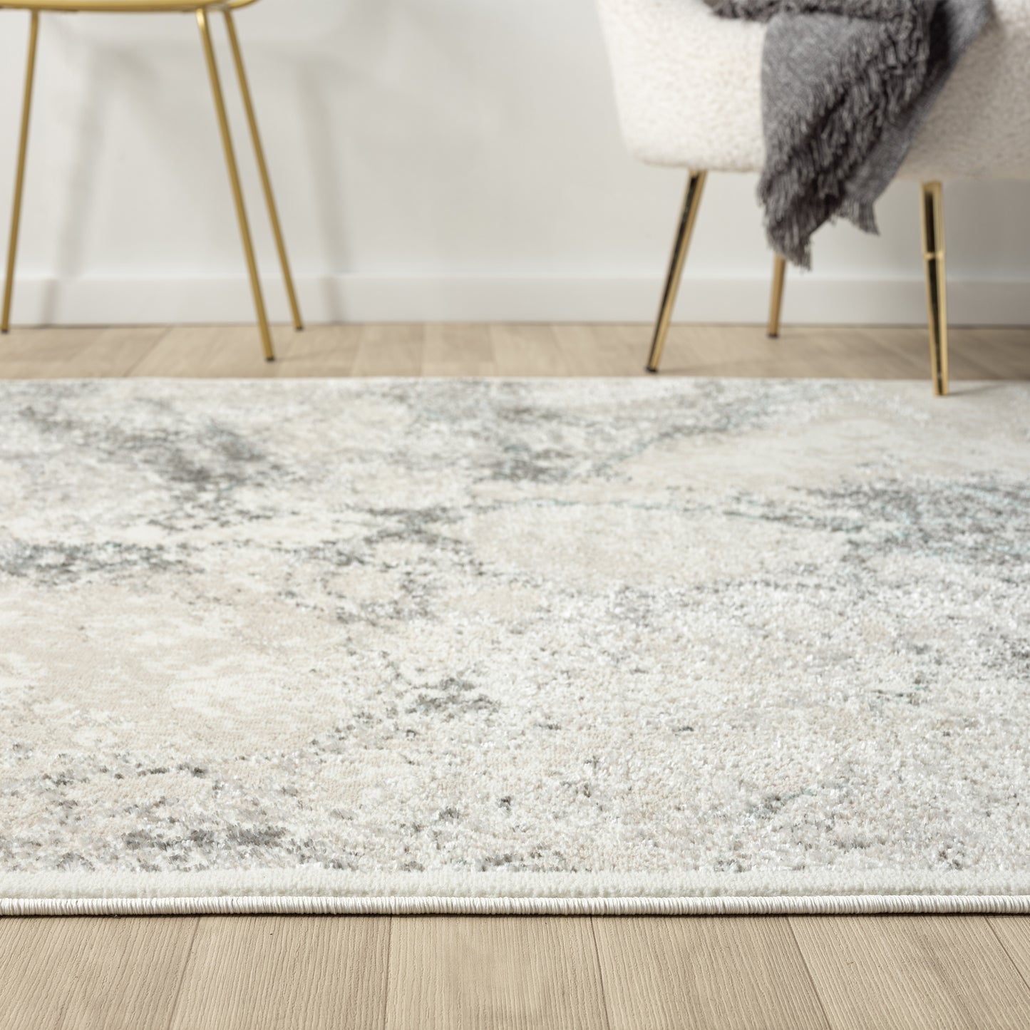 ANTAL-82056 Classic/Traditional Machine Made  Beige/Blue  Polyester Indoor Area Rugs - LR Home