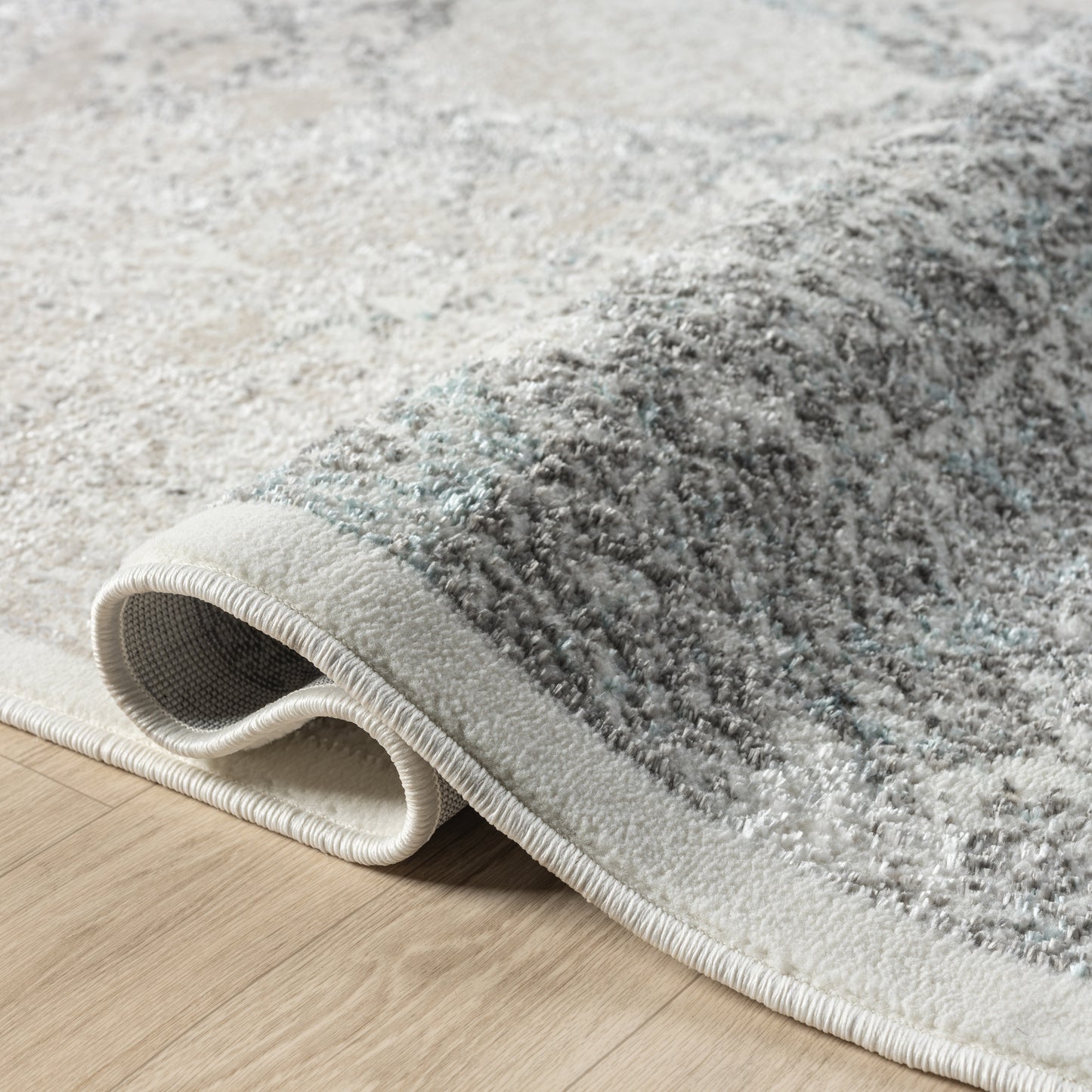 Antalya-82611 Farmhouse Power-Loomed Cream/Blue Cotton Indoor Area Rug - LR Home