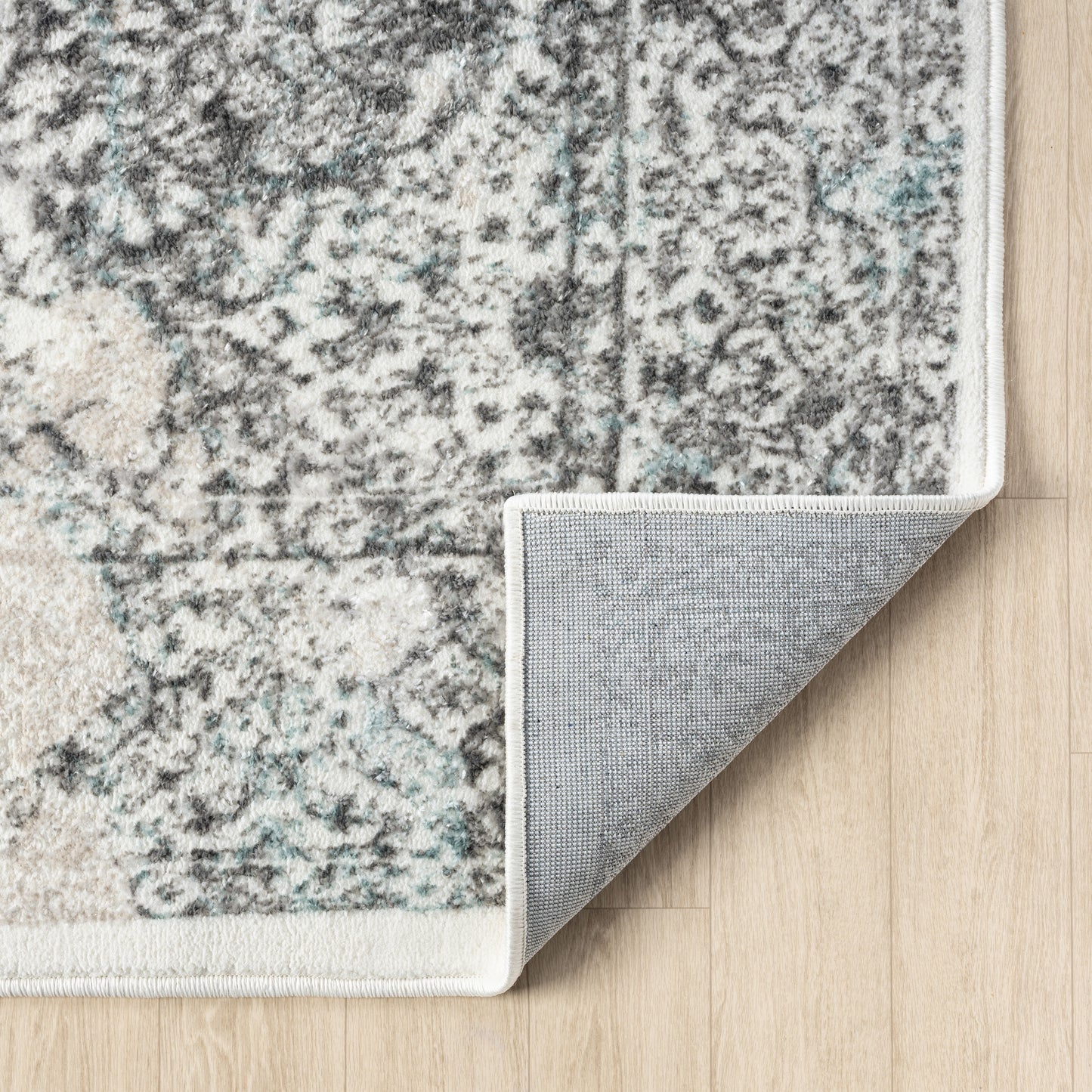 Antalya-82611 Farmhouse Power-Loomed Cream/Blue Cotton Indoor Area Rug - LR Home