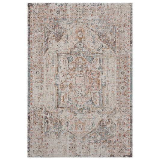 Ox Bay Cream/Multicolored Traditional Medallion Indoor/Outdoor Area Rug - Silo view