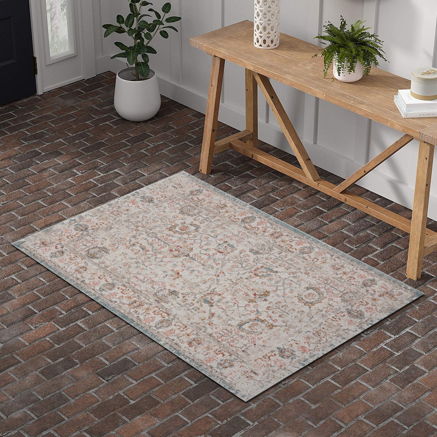 ANTIQ-81452 Classic/Traditional Machine Made Ivory Polypropylene Indoor/Outdoor Area Rugs - LR Home
