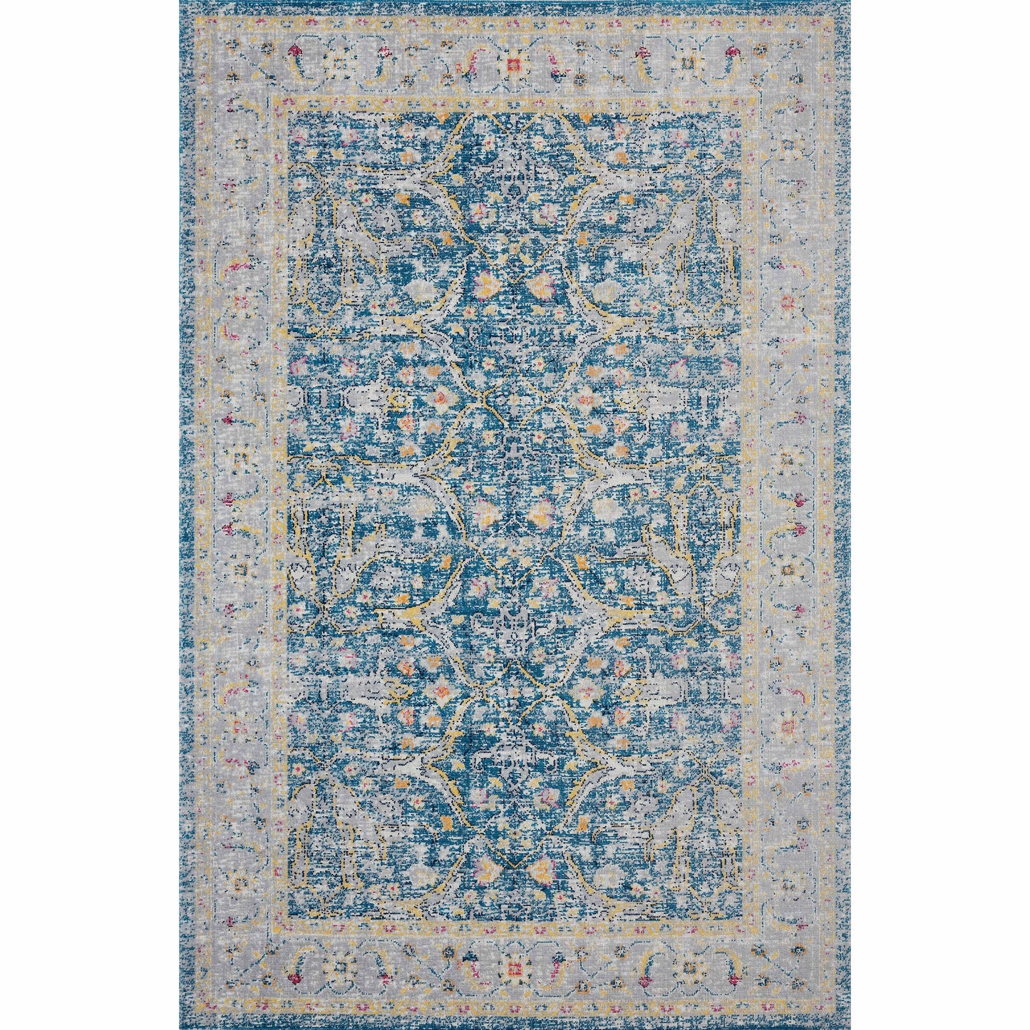 ANTIQ-81455 Classic/Traditional Machine Made Blue/Yellow Polypropylene Indoor/Outdoor Area Rugs - LR Home