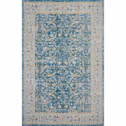 Ox Bay Blue/Multicolored Traditional Floral Filigree Indoor/Outdoor Area Rug - Silo view