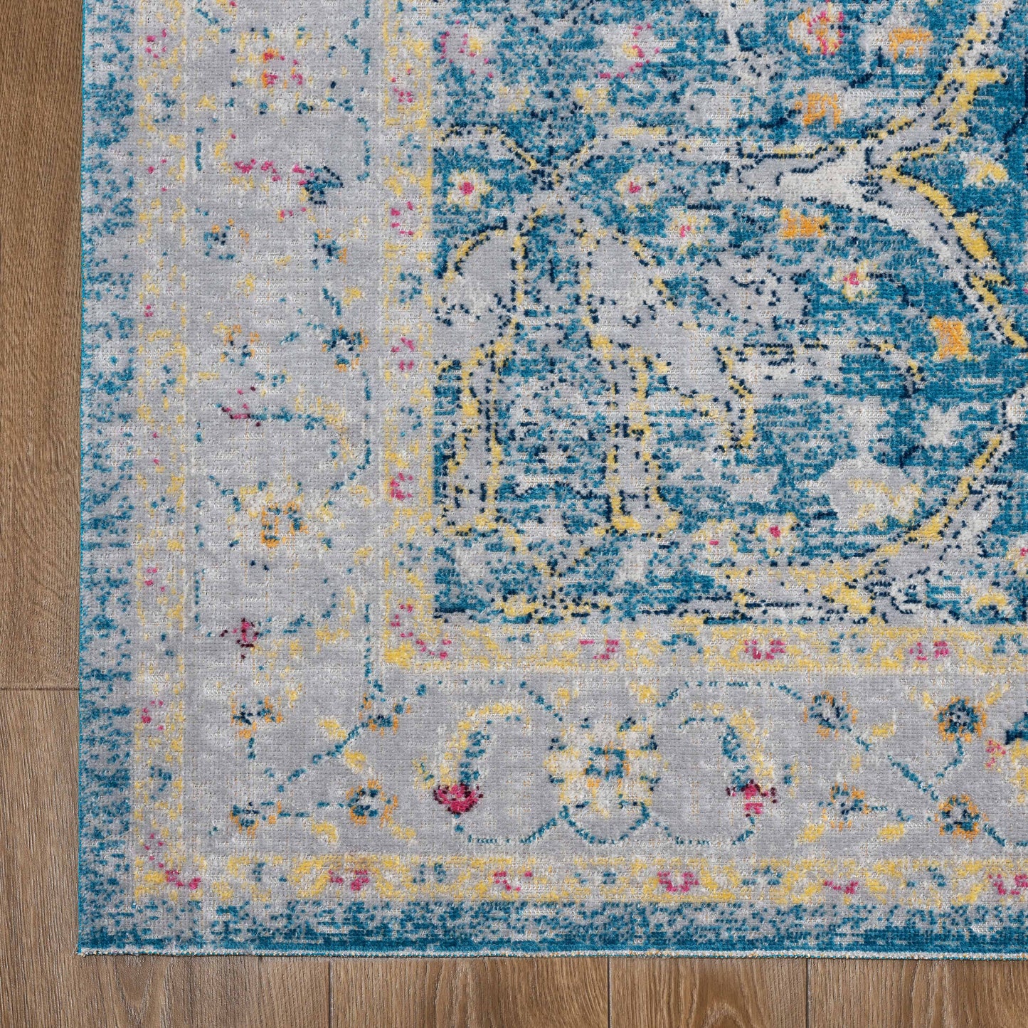 ANTIQ-81455 Classic/Traditional Machine Made Blue/Yellow Polypropylene Indoor/Outdoor Area Rugs - LR Home