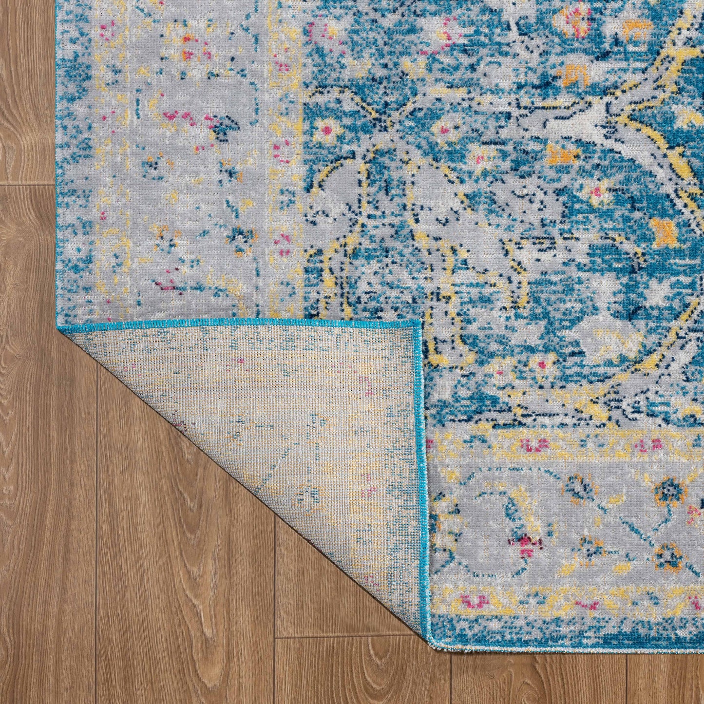 ANTIQ-81455 Classic/Traditional Machine Made Blue/Yellow Polypropylene Indoor/Outdoor Area Rugs - LR Home