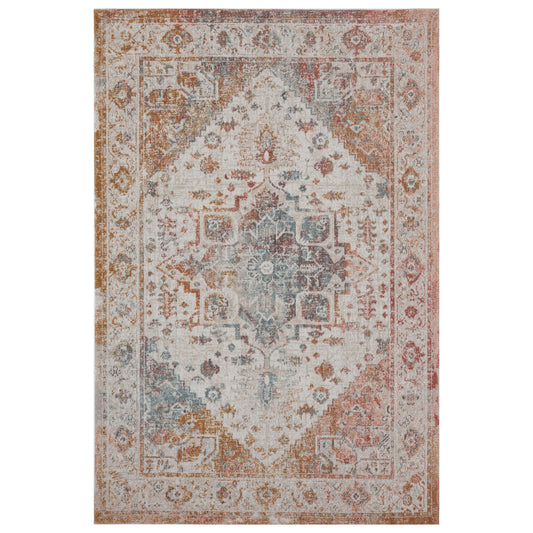 Ox Bay Orange/Multicolored Traditional Medallion Indoor/Outdoor Area Rug - Silo view