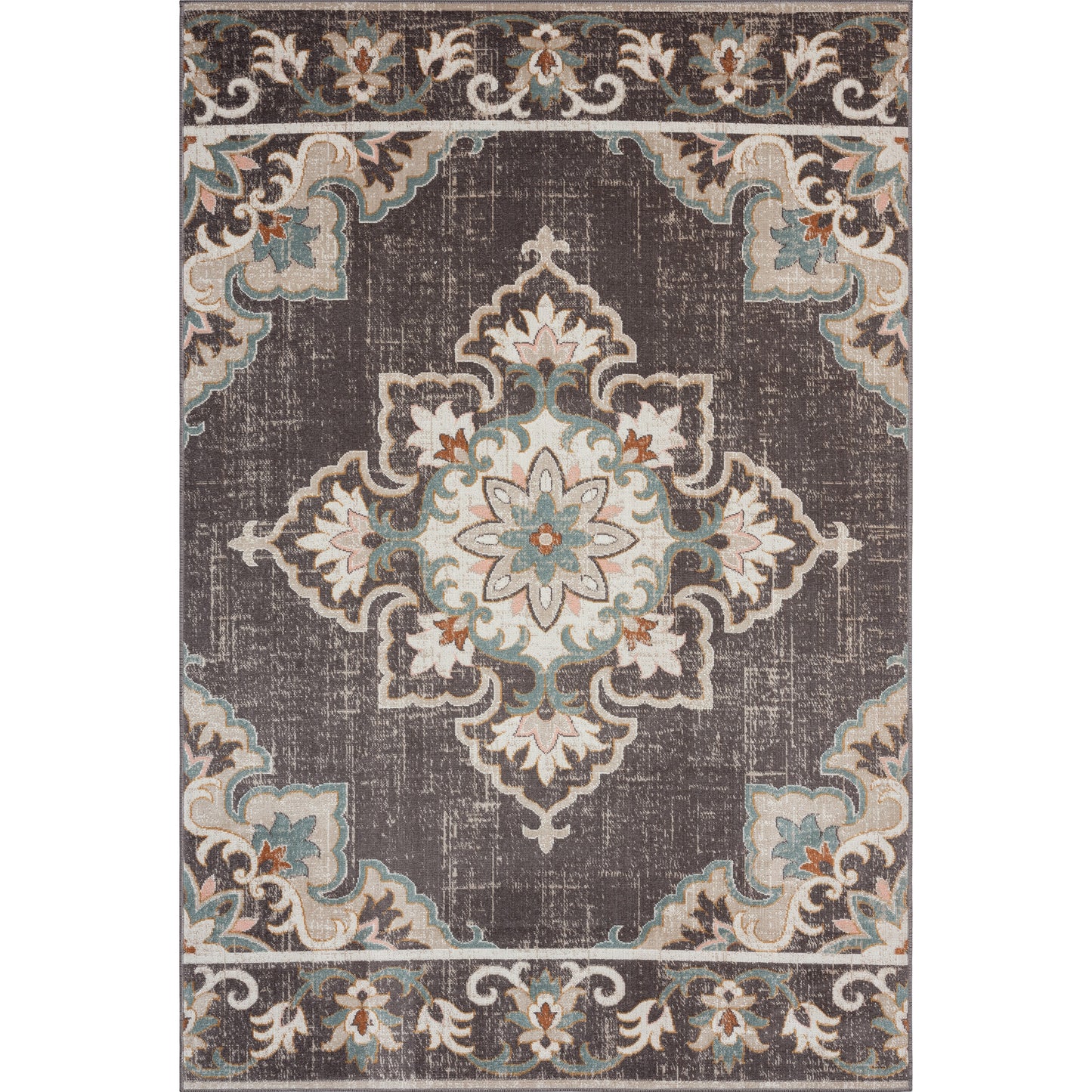ANTIQ-81461 Classic/Traditional Machine Made Brown Polypropylene Indoor/Outdoor Area Rugs - LR Home