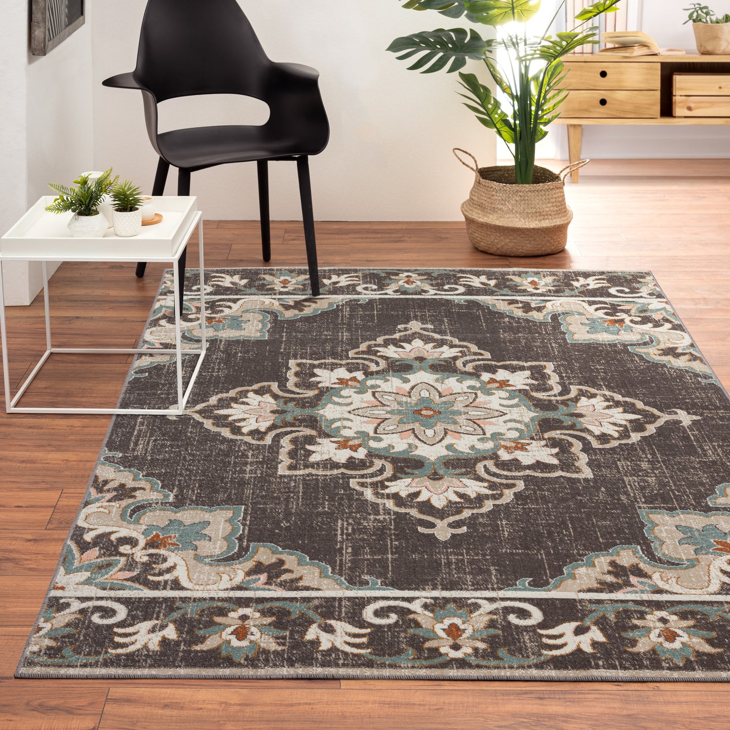 Antiquity-81462 Traditional Power-Loomed Brown Polypropylene Indoor/Outdoor Area Rug - LR Home