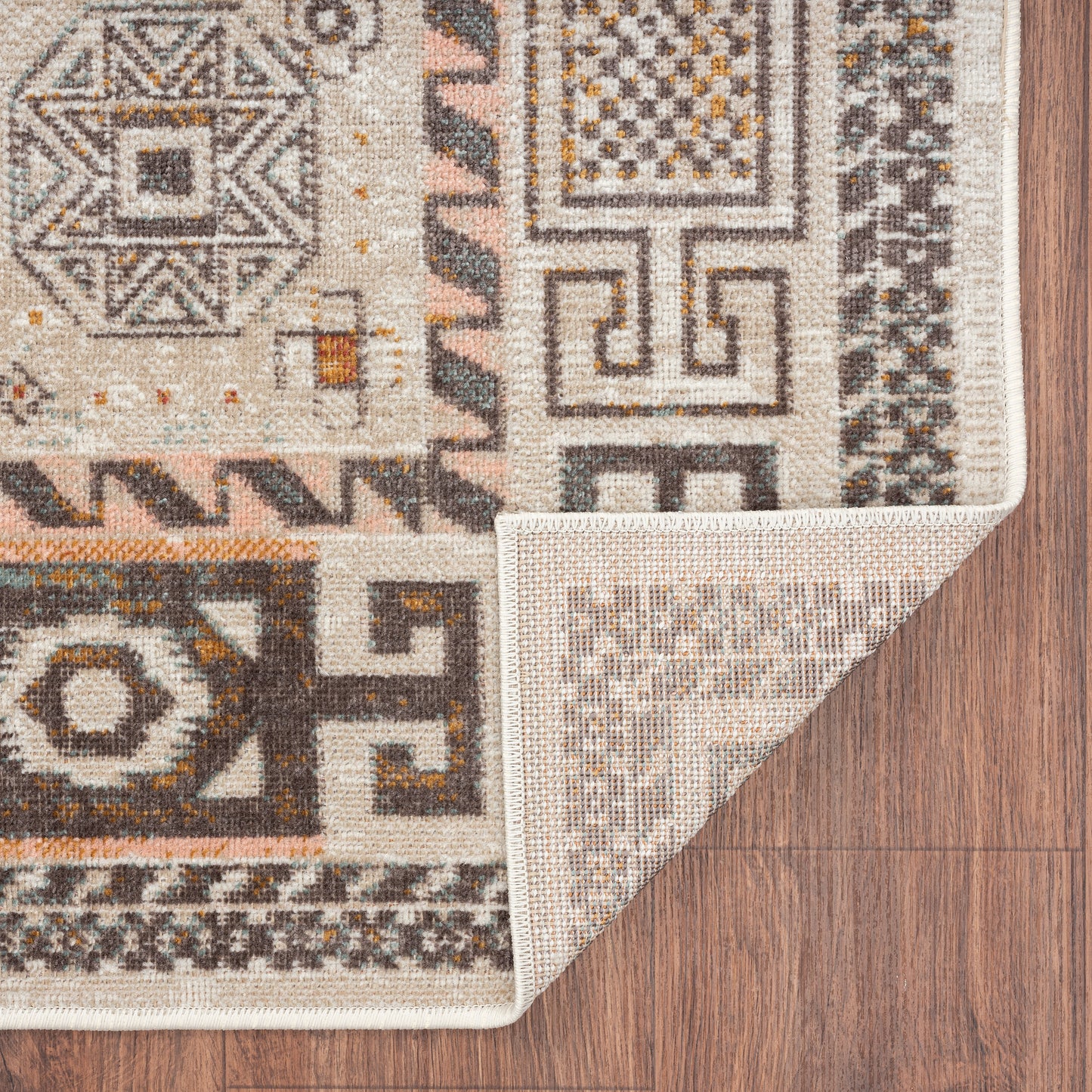 Antiquity-81474 Southwestern Power-Loomed Ivory/Multi Polypropylene Indoor/Outdoor Area Rug - LR Home