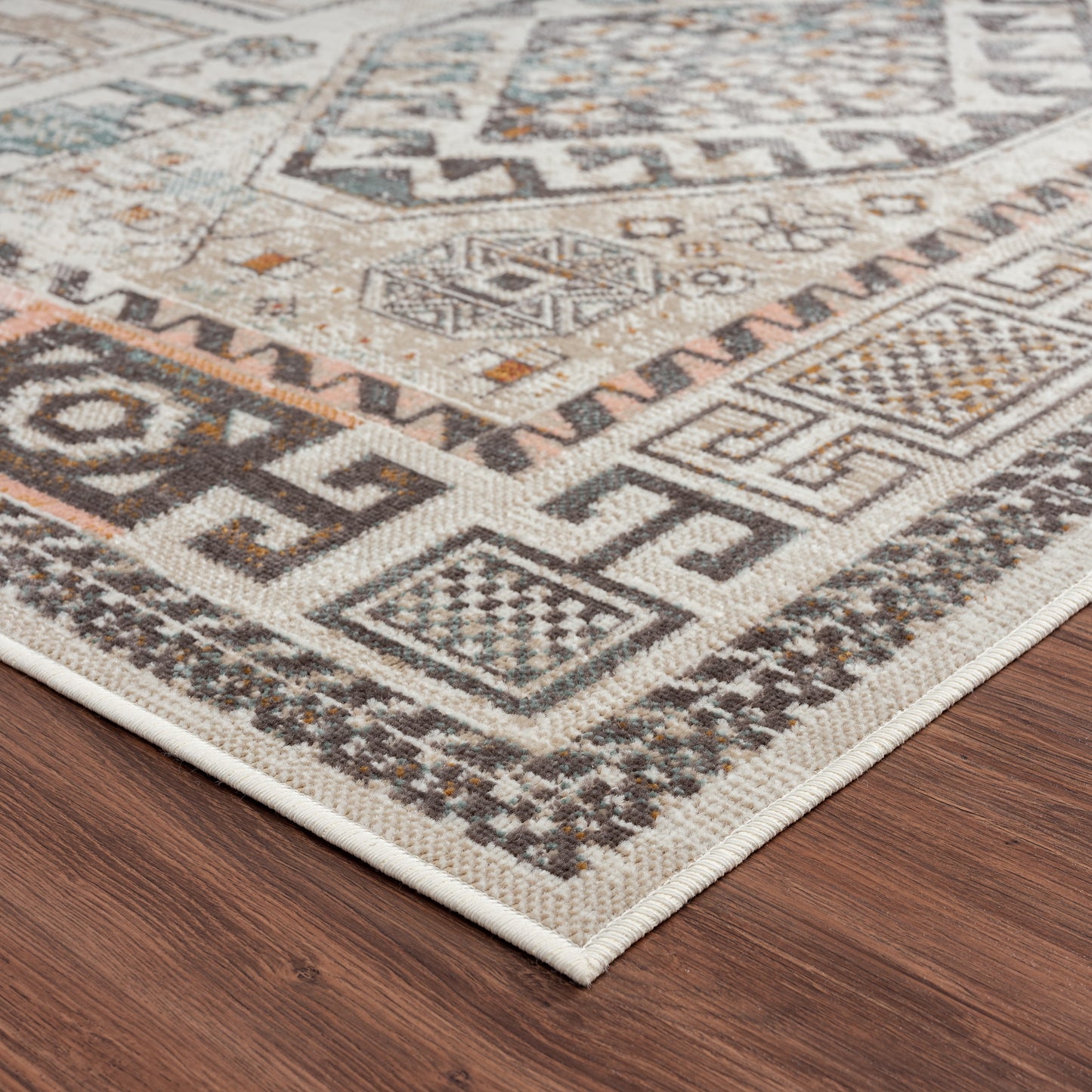 ANTIQ-81474 Southwestern Machine Made Ivory/Multi Polypropylene Indoor/Outdoor Area Rugs - LR Home