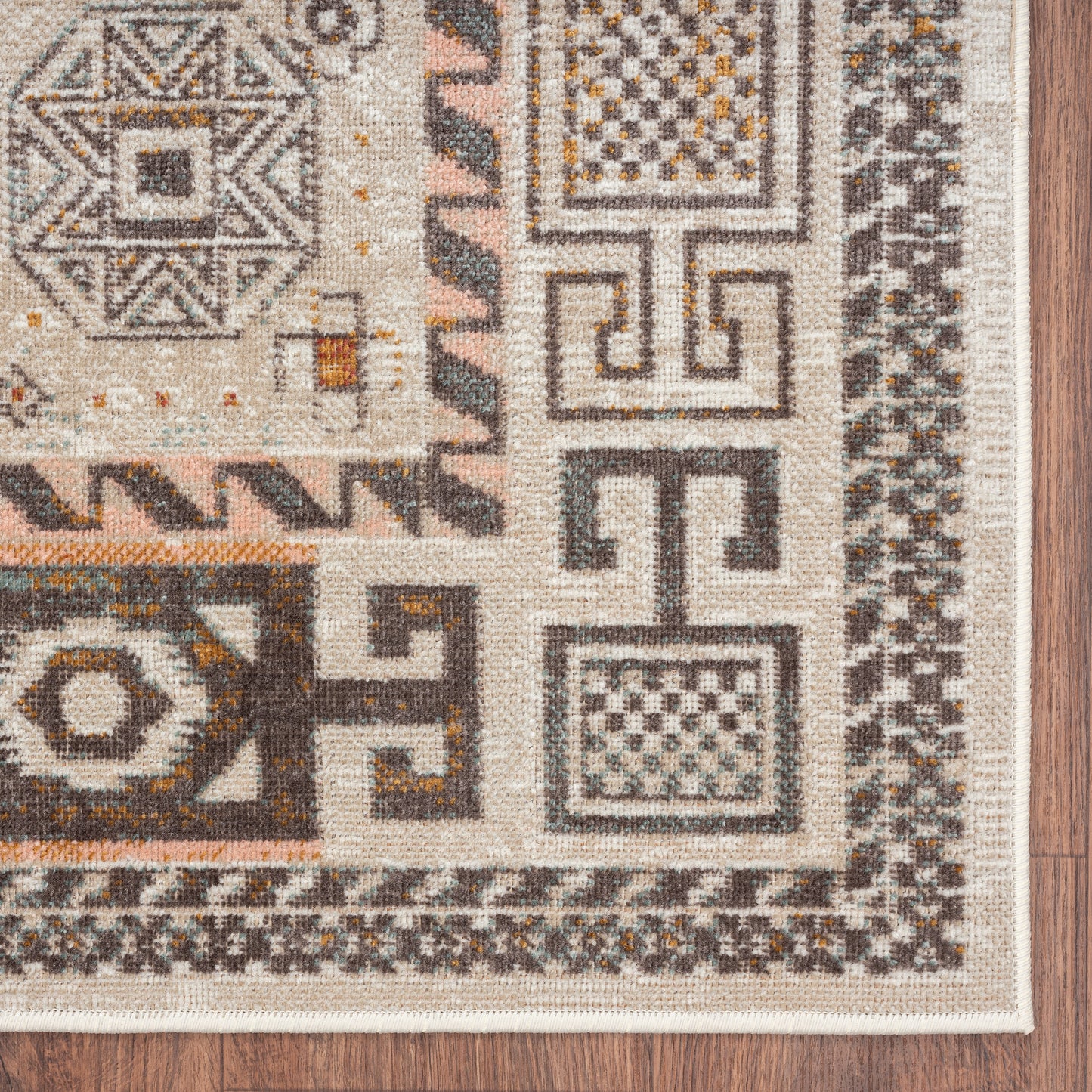 ANTIQ-81474 Southwestern Machine Made Ivory/Multi Polypropylene Indoor/Outdoor Area Rugs - LR Home