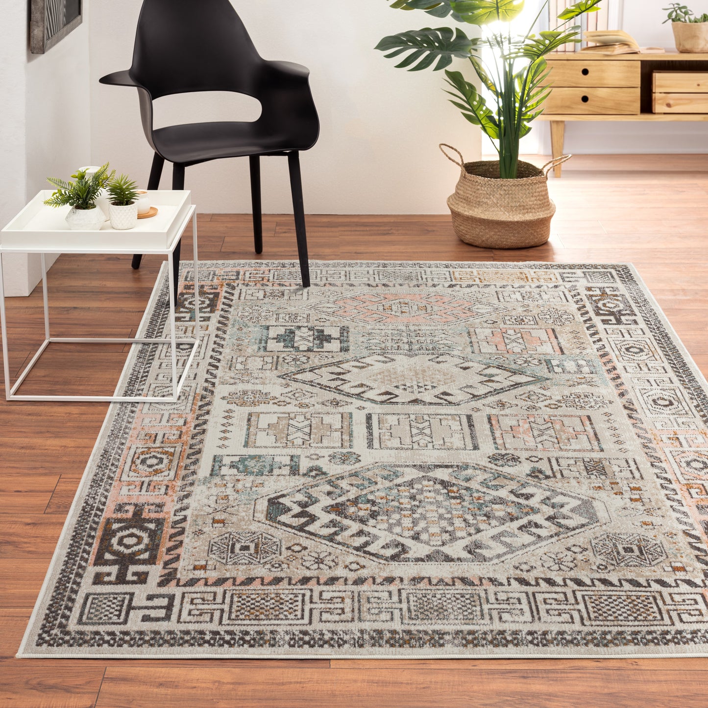 ANTIQ-81474 Southwestern Machine Made Ivory/Multi Polypropylene Indoor/Outdoor Area Rugs - LR Home