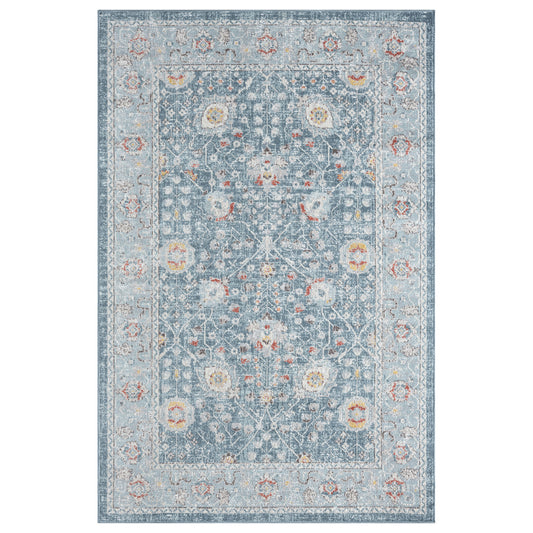 Blue Bohemian Floral Indoor/Outdoor Performance Runner Area Rug - Silo view