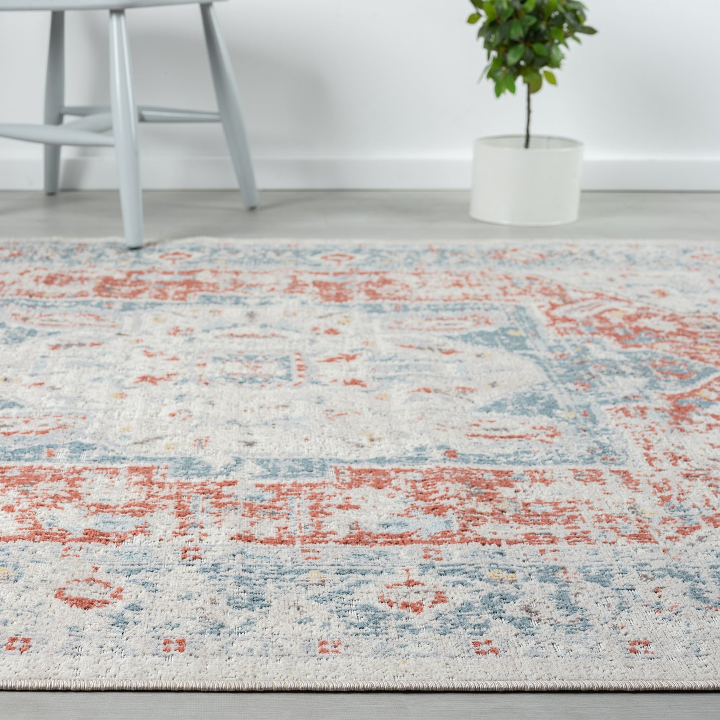 Antiquity-82599 Contemporary Power-Loomed Blue/Rust Polypropylene Indoor/Outdoor Area Rug - LR Home