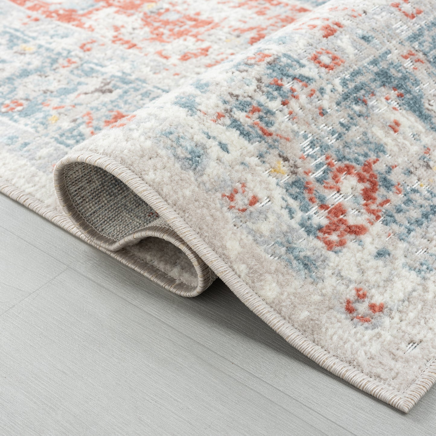 Antiquity-82599 Contemporary Power-Loomed Blue/Rust Polypropylene Indoor/Outdoor Area Rug - LR Home
