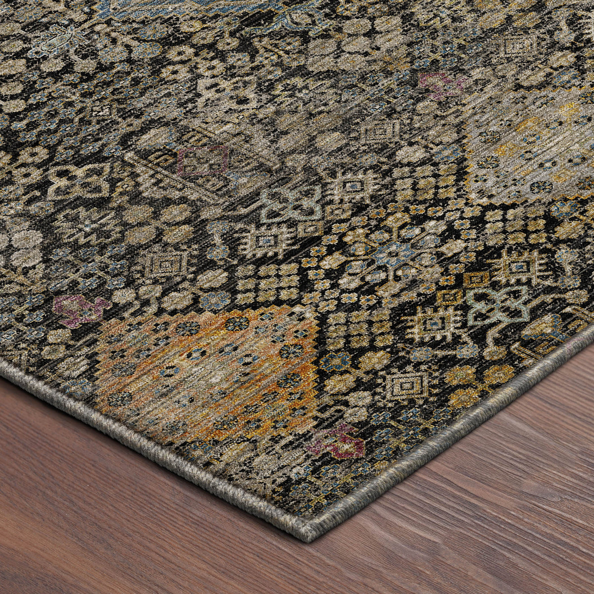 Machine Washable Aristo AR1 Black Rug
